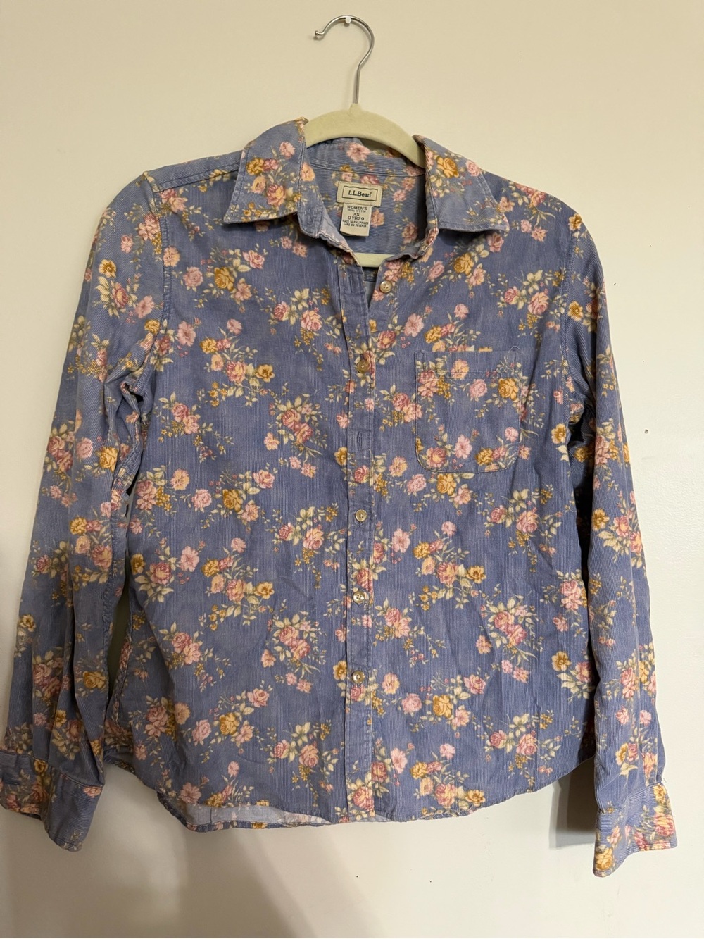 L.L. Bean Lavender Blue Floral Button-Down Shirt